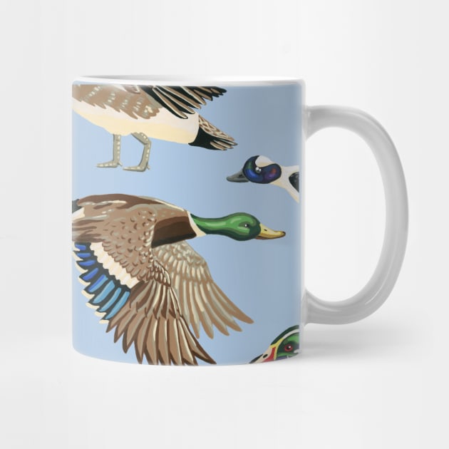 American Duck Species Pattern in Blue by paintedpansy